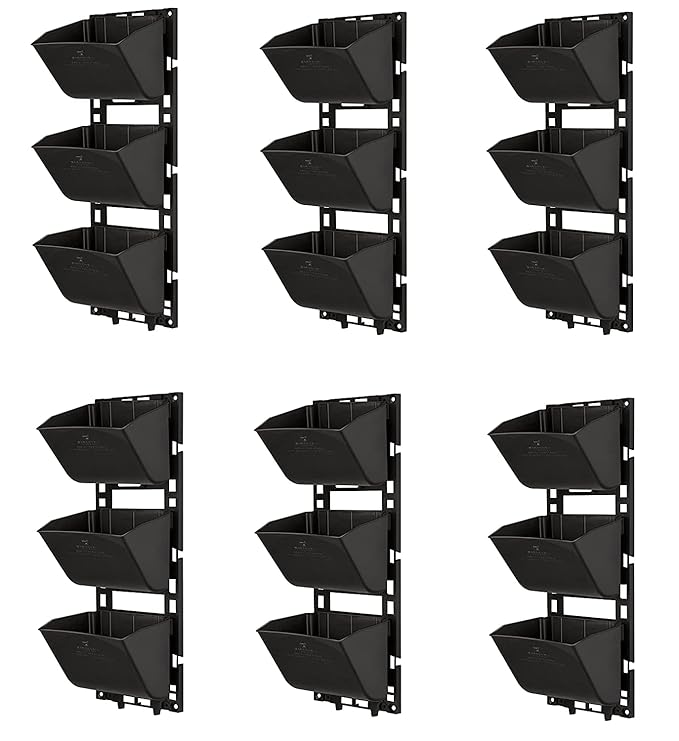 Black Rectangular Wall-Mount Planter Pots thumbnail