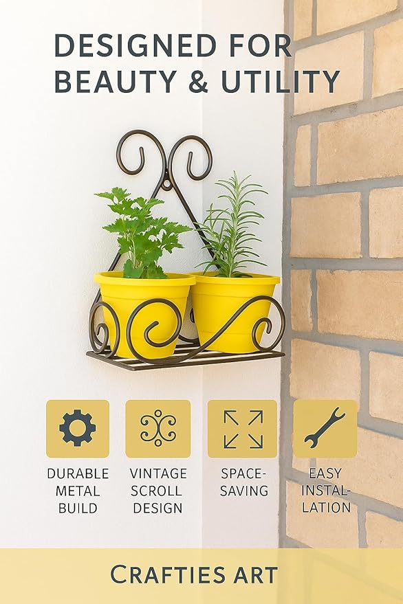 Wall-Mounted Metal Plant Stands – Pack of 2 (Black) thumbnail